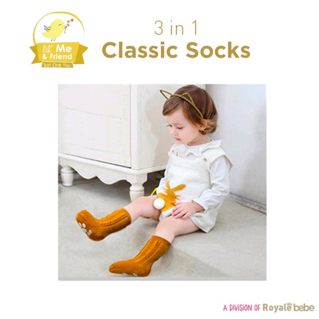 ROYALE BEBE LIL ME CLASSIC SOCKS 3IN1 0-12 BULAN / KAOS KAKI BAYI