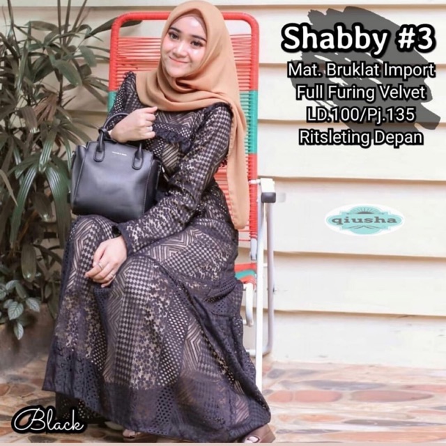 DRESS BROKAT TILE SHABBY HITAM DAN PUTIH