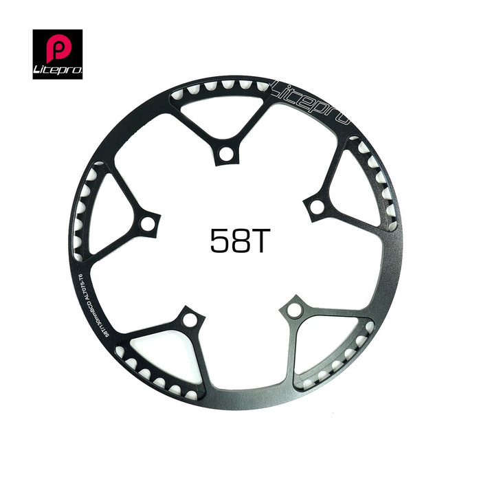 LITEPRO CHAINRING SINGLE 58T BCD 130 - GEAR DEPAN SEPEDA LIPAT BLACK