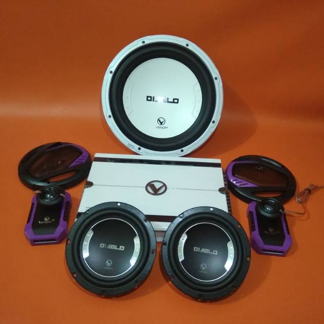 Paket Pull Venom Power Subwoofer Speaker Split Venom Diablo Audio Mobil