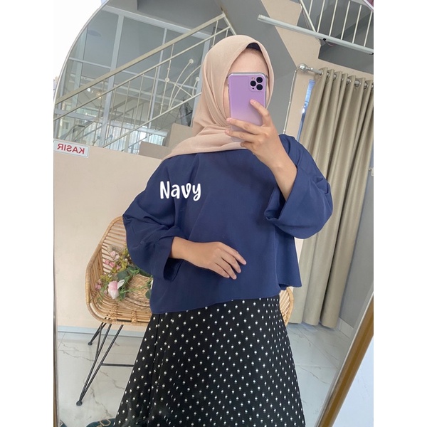 daniella crop top // atasan lucu // baju atasan wanita // luna crop top // stacy crop top-Navy
