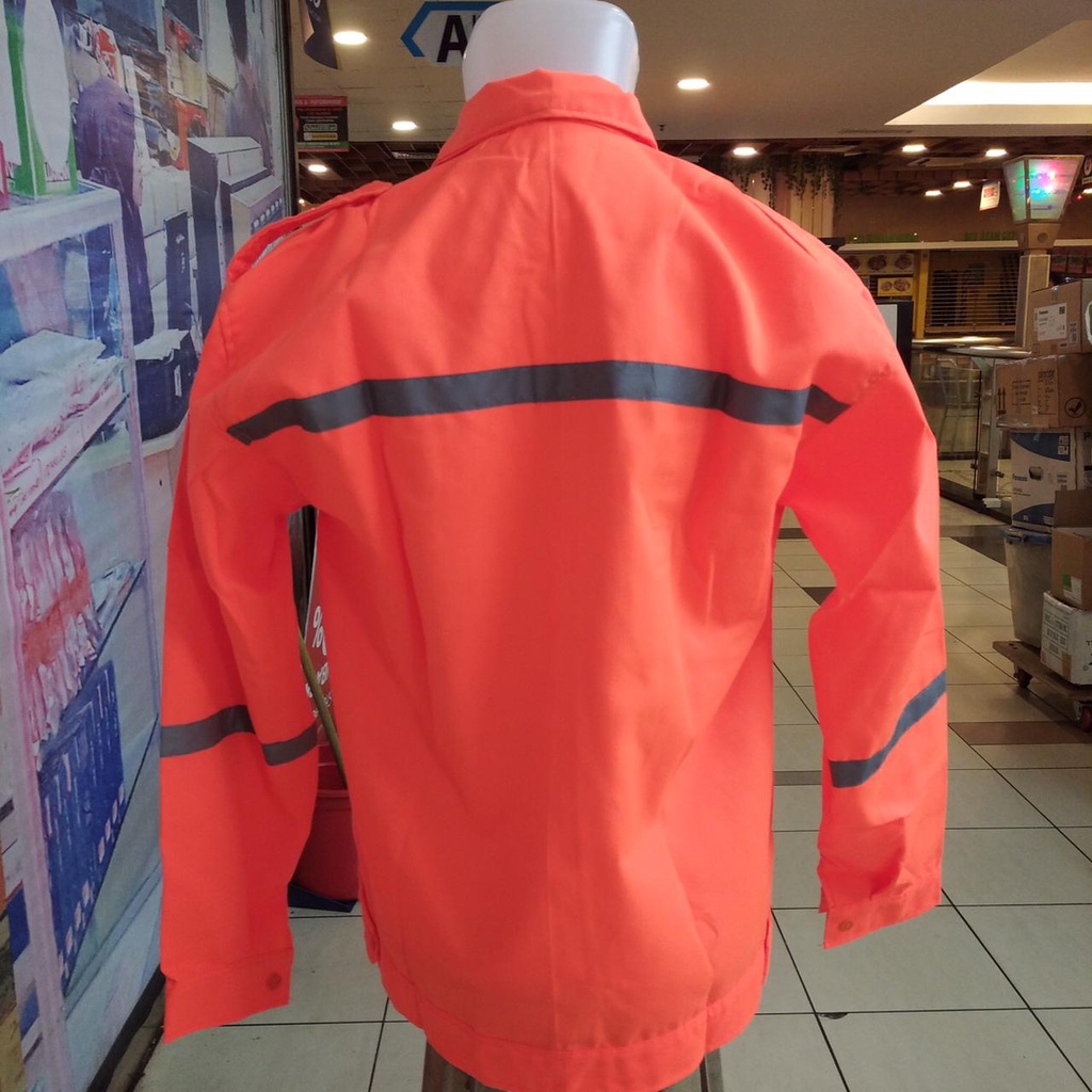 Baju Atasan Safety American Drill - Atasan Safety Proyek Warna Orange Dengan Logo