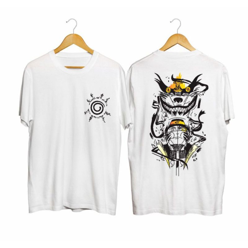 KAOS T-SHIRT/KAOS DISTRO KEKINIAN/NARUTO KURAMA PUTIH