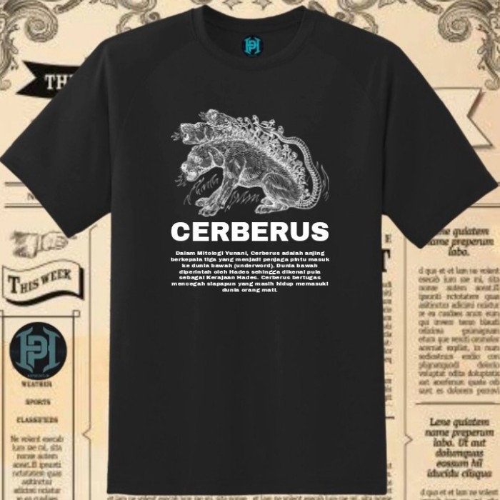 T-SHIRT CERBERUS MITOLOGI DEWA YUNANI KUNO KAOS TERBARU hizproject