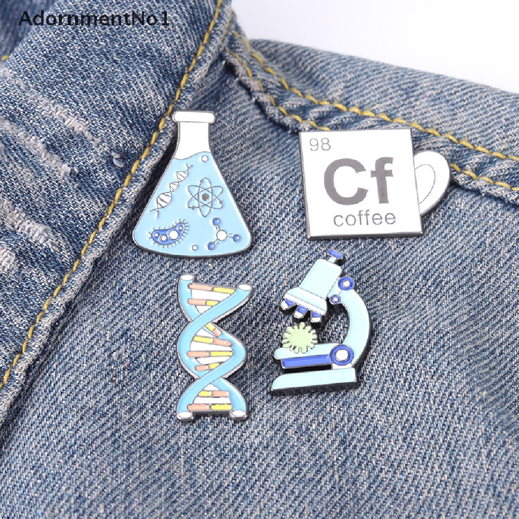 (AdornmentNo1) 1pc Bros / Pin Bahan Metal Desain Mikroskop / Beaker / DNA / Biologi Untuk Aksesoris Pakaian