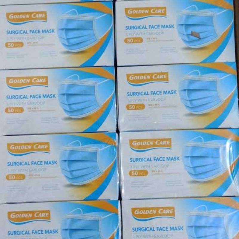 MASKER 3 PLY GOLDEN CARE (SURGICAL MASK) 1 BOX ISI 50 PCS