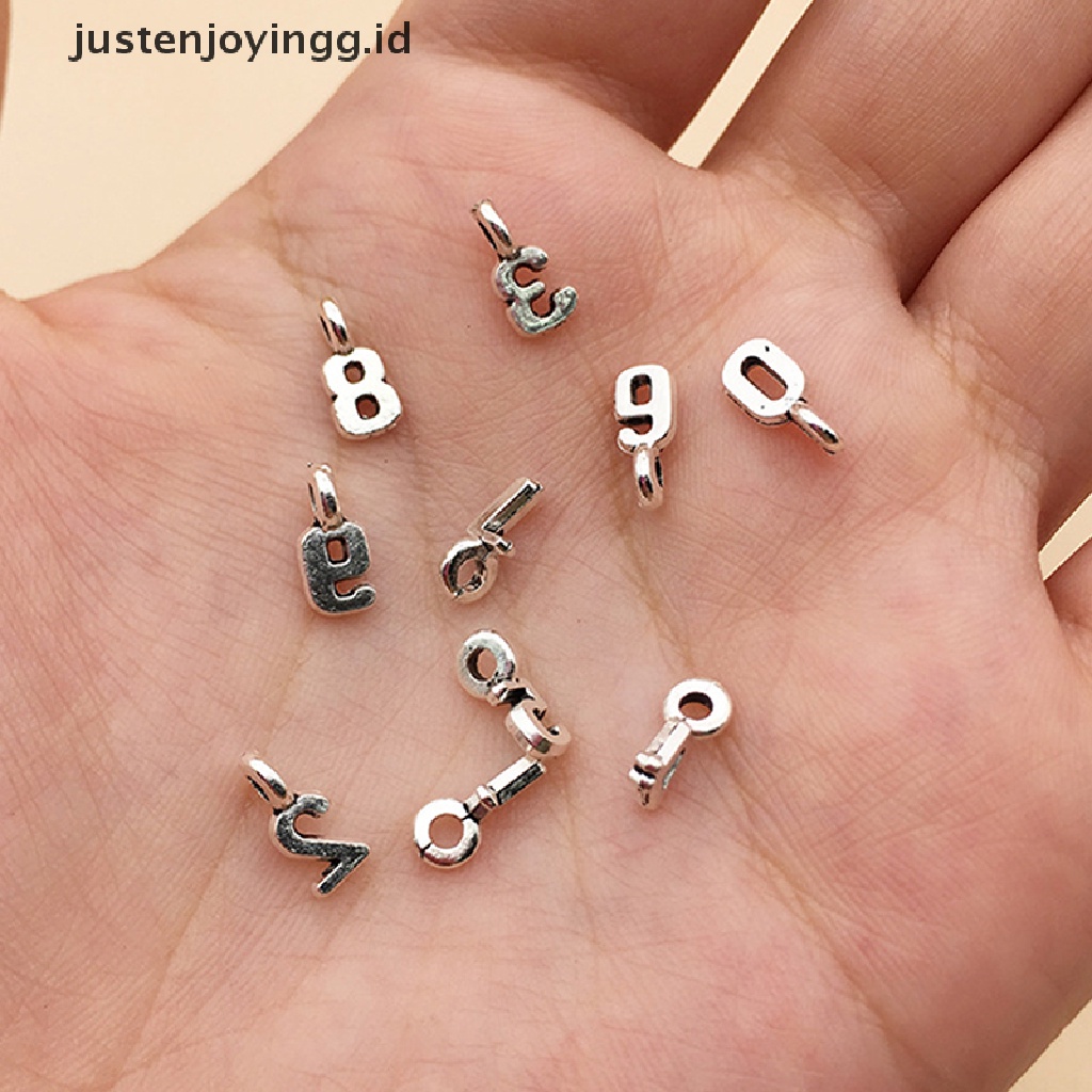 10pcs / Set Liontin Bentuk Angka Arab Bahan Alloy Untuk Membuat Perhiasan