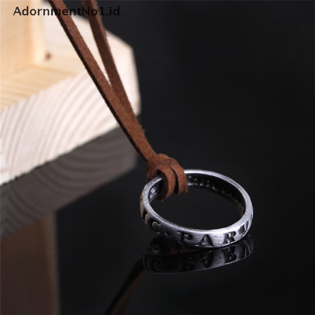 (AdornmentNo1) Kalung Tali Kulit Liontin Ring Kode 4 Nathan Drake Gaya Vintage