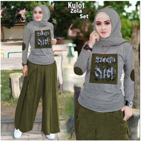 SETELAN BAJU KEKINIAN SET FASHION ATASAN WANITA  ORI MODIS  CELANA KULOT  X5Y0