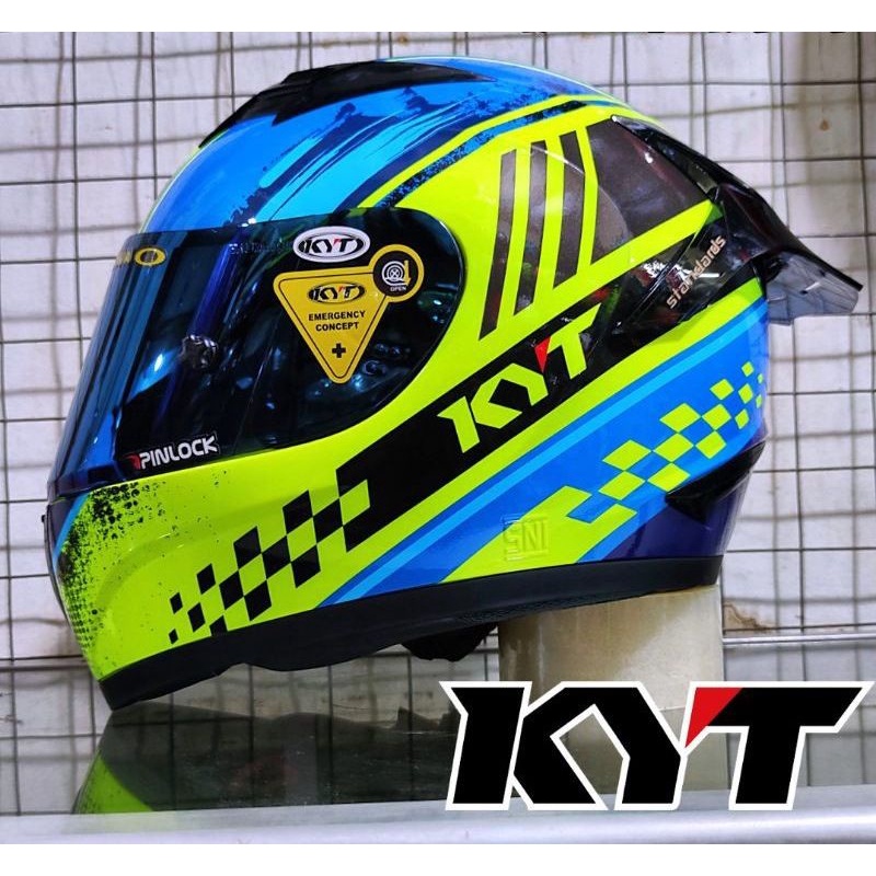 Visor KYT RC7 R10 K2R Paket Ganteng Kaca Flat + TOP + Sticker Kaca + Tear Off Post Iridium Silver