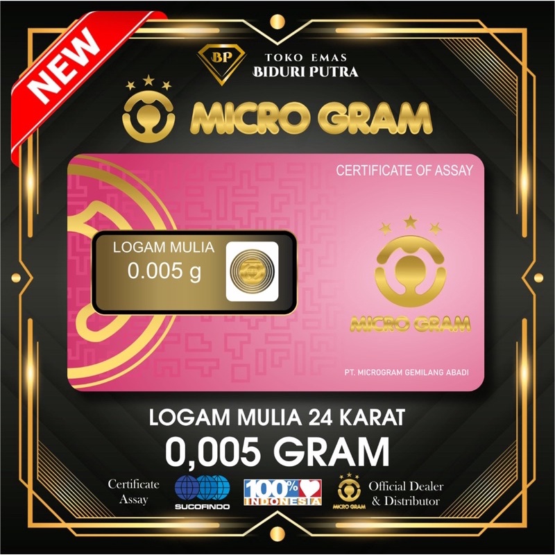 EMAS MINI Micro gram 0.005gram LOGAM MULIA 24KARAT DIJAMIN ORIGINAL 100% EMAS MURNI ASLI TERMURAH MINI GRAM / MINI GOLD / Baby gold UNTUK SOUVENIR HADIAH MASKAWIN GIFT PRODUK