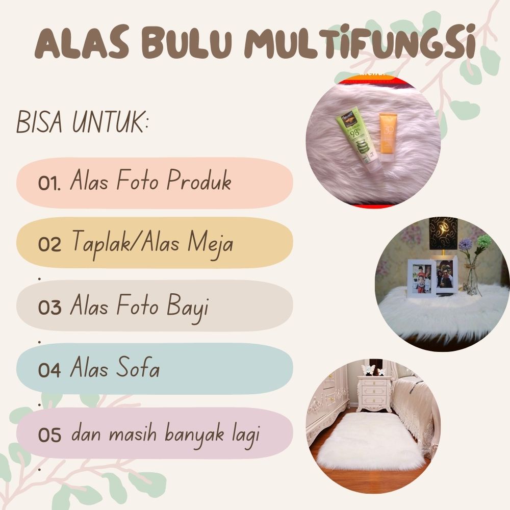 Alas Foto Produk Bulu Korea Rasfur Murah 50x75 Tebal Bulu 6cm Bisa Untuk Alas Foto Bayi Halus Lembut