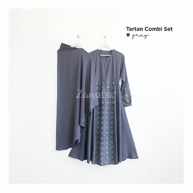 Gamis zanuba tartan kombinasi