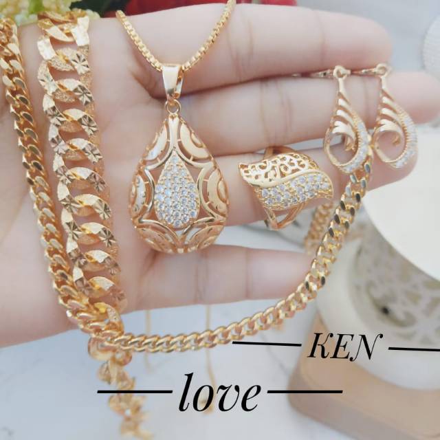 Xuping set perhiasan dewasa lapis emas 24k 1202