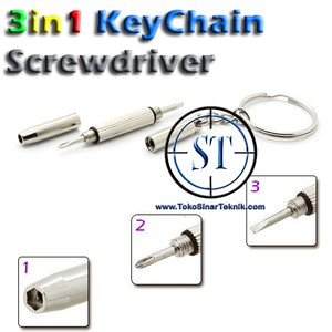 Gantungan Kunci 3in1 Obeng Mini Bunga Screwdriver Stainless Steel Key Vapor kecil Keychain Unik