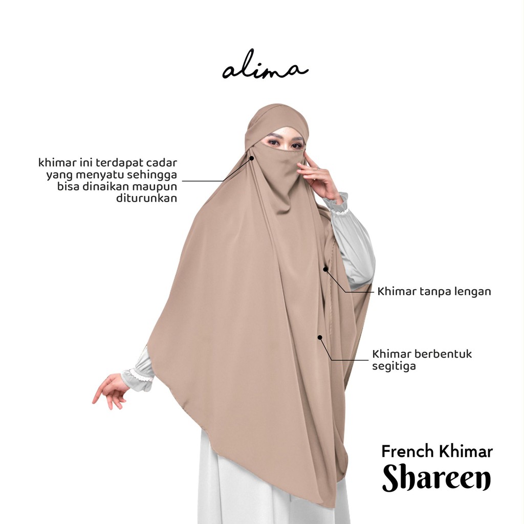 French Khimar Wolfis Premium FREE Cadar Tali By Alima Indonesia