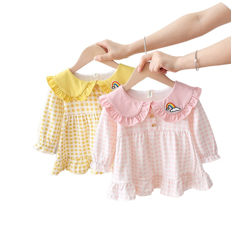 HappyOliver DRESS CLOUD KOTAK RAINBOW 5881 EBV Baju Dress Anak Perempuan Import