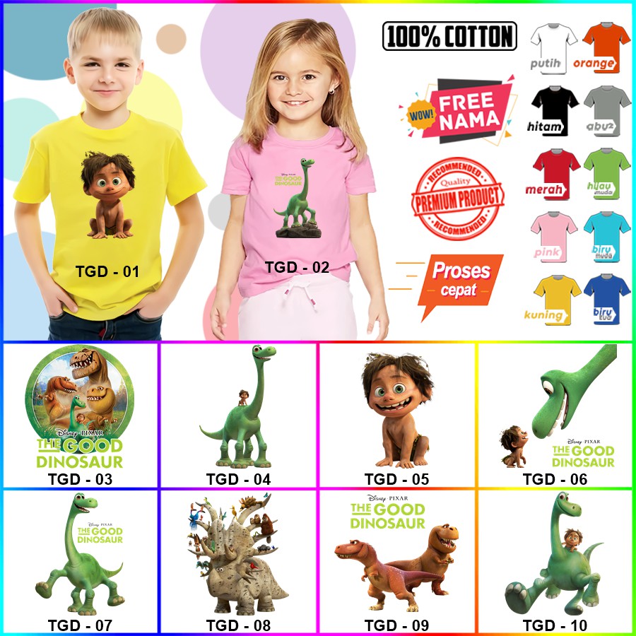 Baju Kaos ANAK DAN DEWASA THE GOOD DINO COUPLE (FREE NAMA)