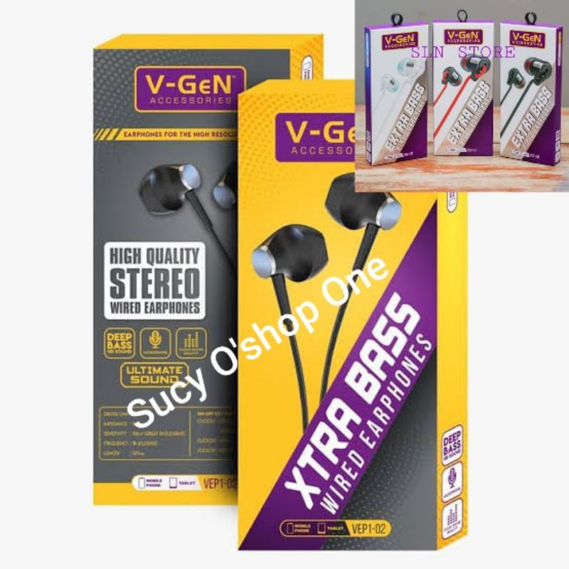 EARPHONE V-GEN ORIGINAL HANDSFREE EXTRA BASS QUALITY STEREO