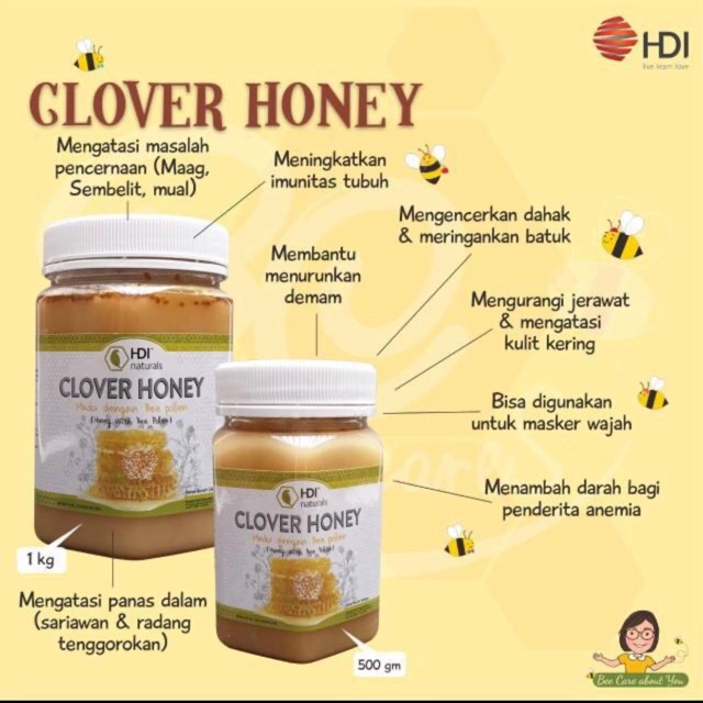 [ FREE SENDOK MADU  ] Clover Honey HDI 250  & 500 gr 100% Original