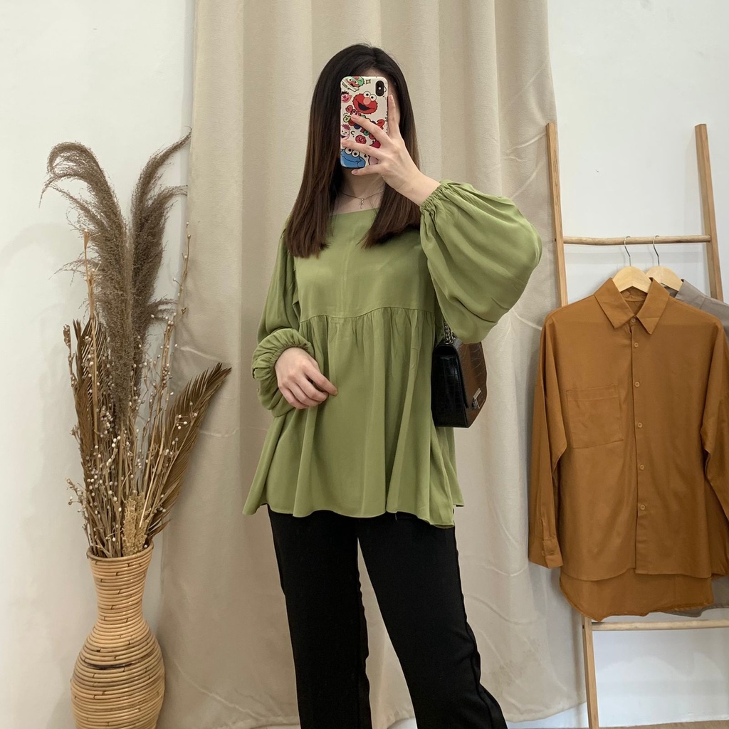 Niki Peplum Top - PLENARIO ID | Blouse Wanita - Atasan Wanita - busui friendly - COD-3