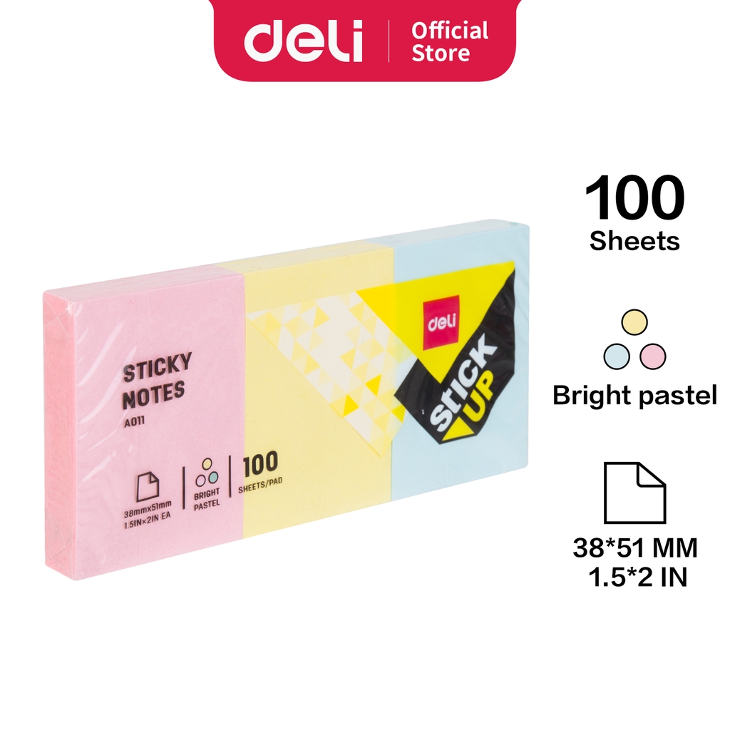 

Deli Memo tempel Sticky Notes 38 51mm 1.5 2 100 Sheet EA01103