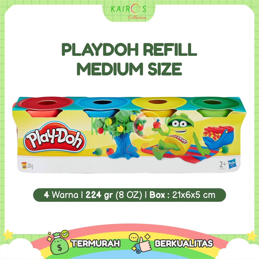 PlayDoh Isi Ulang 4 Warna MEDIUM size 224 gr (8 OZ)