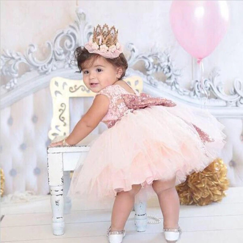 dress anak   pakaiananakperempuan Baby Girl Clothing Sleeveless Sequins Party Ball Gown Mini Dress