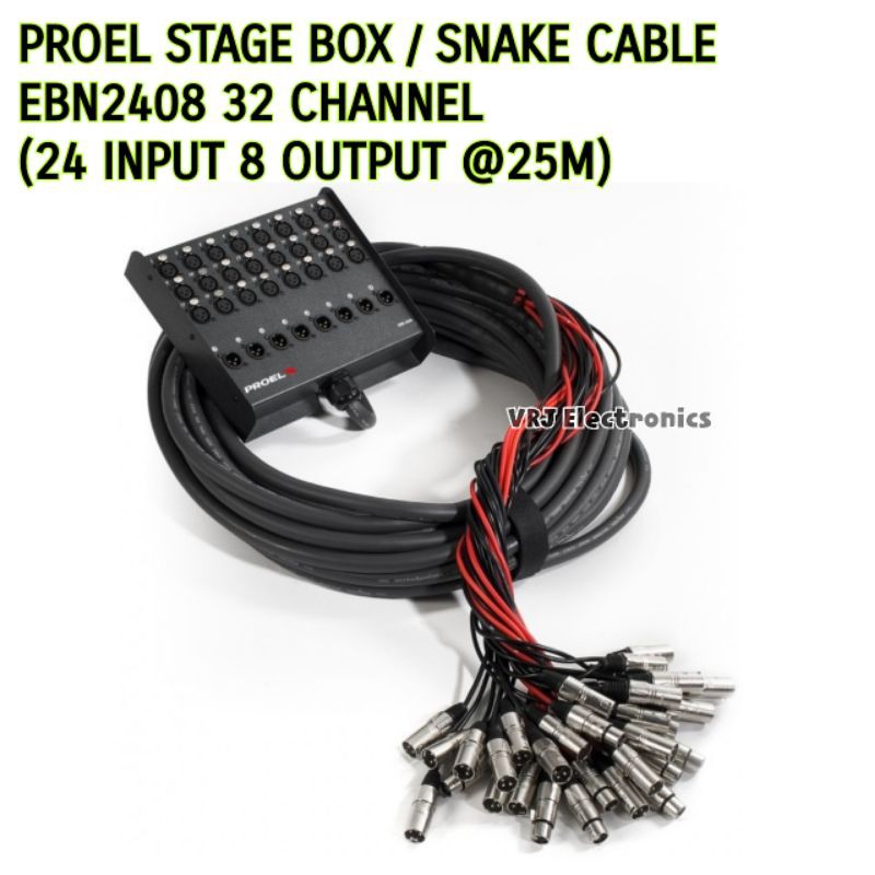 Jual PROEL STAGE BOX / SNAKE CABLE KABEL EBN2408 32 CHANNEL (24 INPUT 8