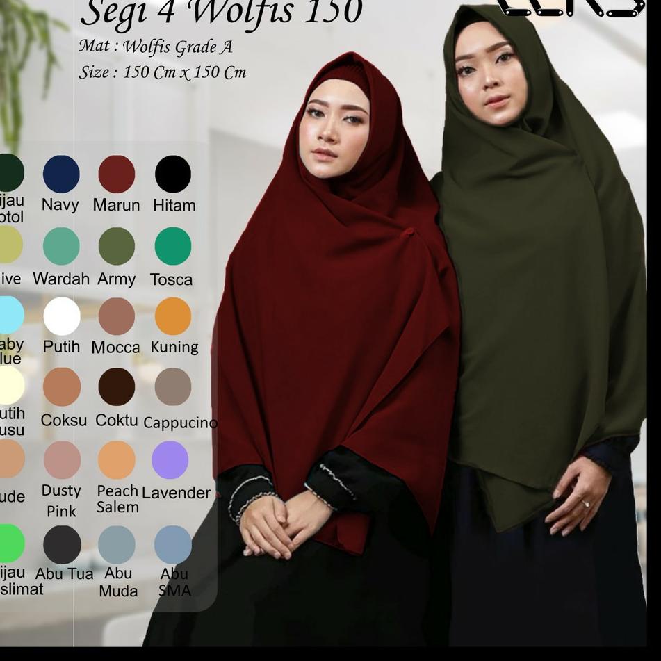 ◄ JILBAB SEGI EMPAT 150 X 150 / jilbab jumbo wolfis syari 150 / hijab kerudung jumbo grade A ➮