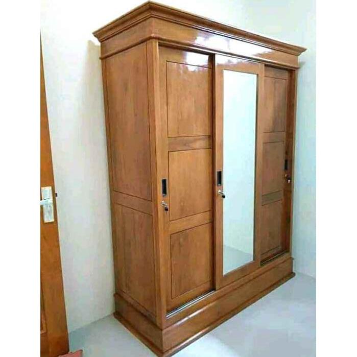 Lemari Baju Rak Kayu Jati Minimalis