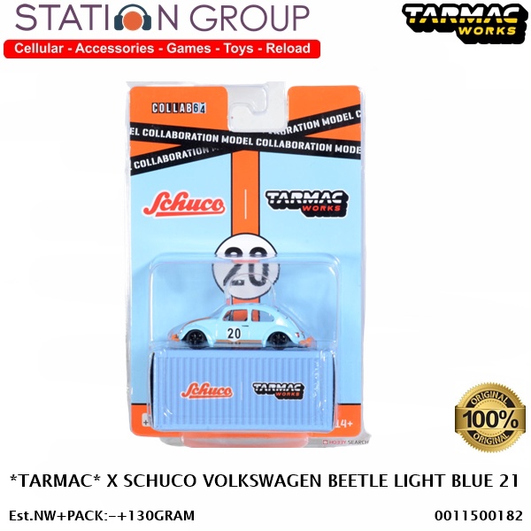 TARMAC X SCHUCO VOLKSWAGEN BEETLE LIGHT BLUE 21 - DIECAST