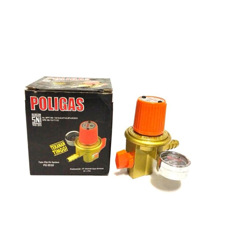 Regulator Kompor Gas Poligas PG 0510 Clip On Tekanan Tinggi SNI