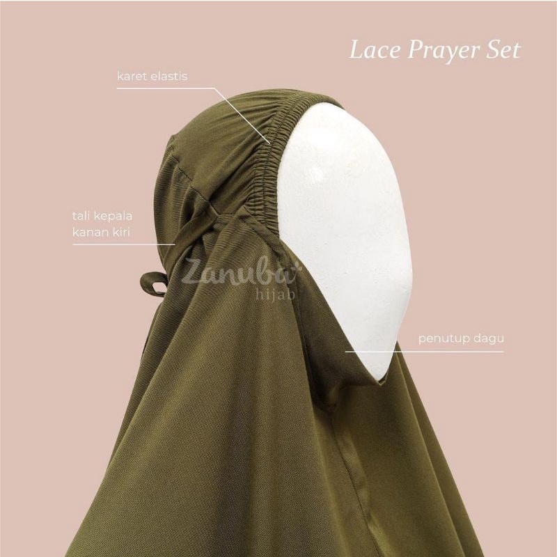 Lace Prayer Set Zanuba Original | Mukena Dewasa Zanuba | Mukena Rayon Twill