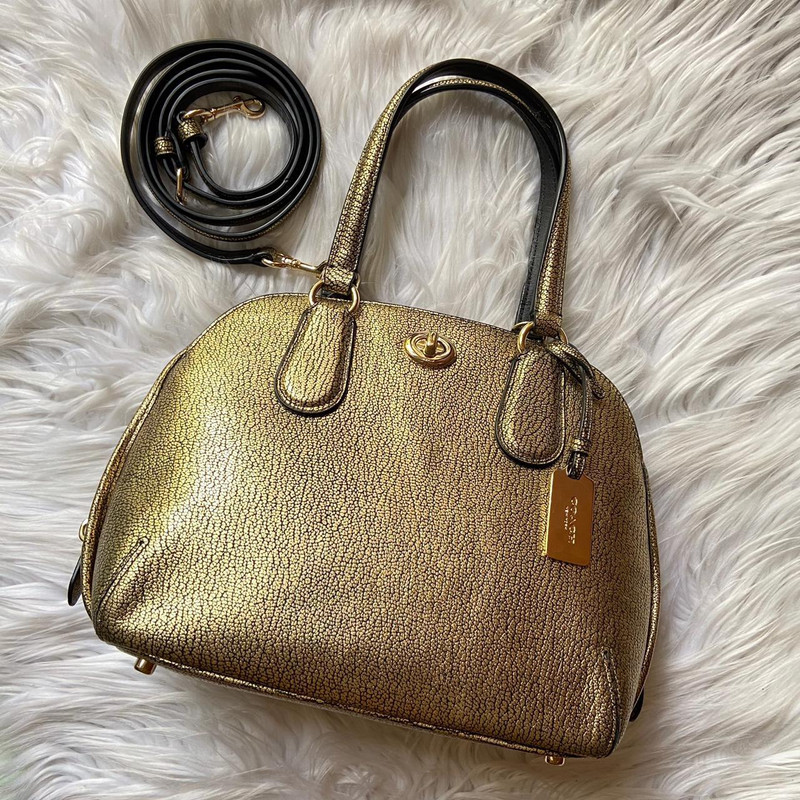 tas coach mini prince satchel metallic liquid gold 36987