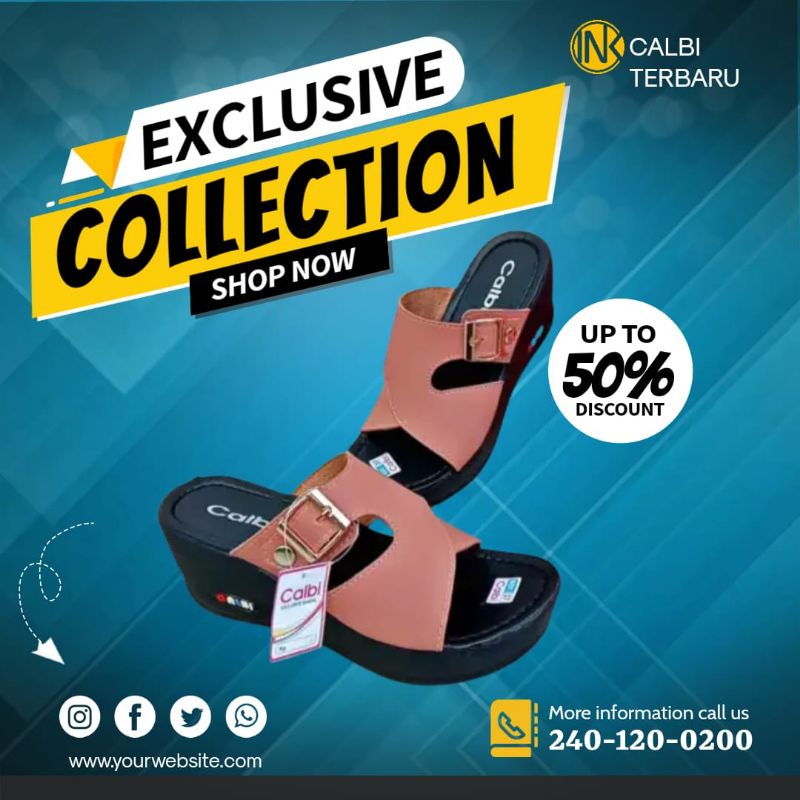 HOT PROMO SANDAL WANITA CALBI /SANDAL SELOP WANITA KEKINIAN/SANDAL WEDGES IBU IBU KONDANGAN