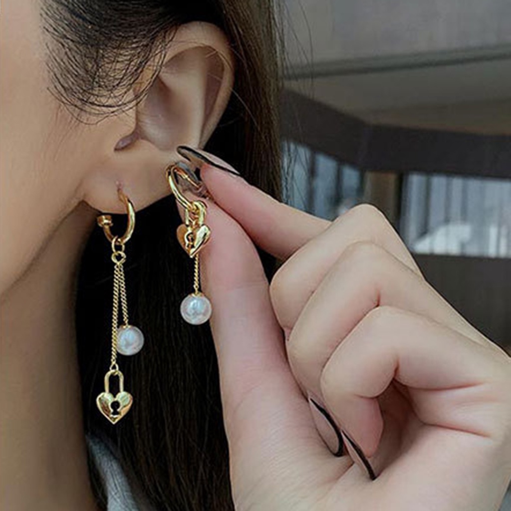 Hu Hu Hu Hu Hu Alat Bantu Pasang Kacamata♡ 1 Pasang Anting Bentuk Hati Bahan Alloy Untuk Wanita