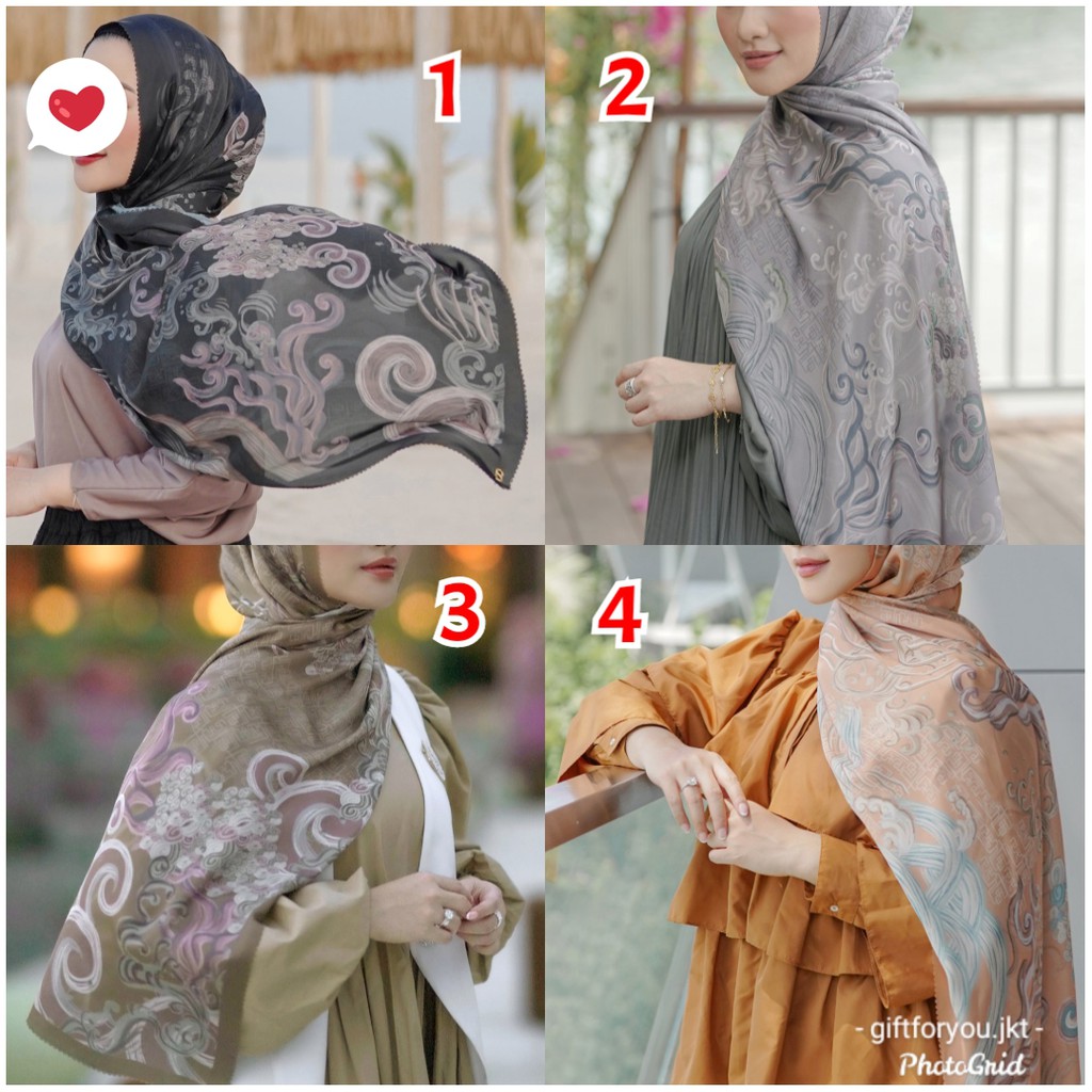 Buttonscarves The Wave Satin Shawl Hijab Button Scarves Jilbab Premium Kerudung Scarf Brand Original
