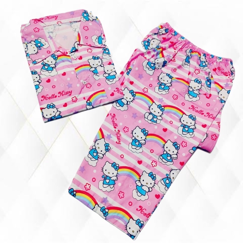 Rainbow pink - piyama baju tidur katun bisa couple ibu dan anak lucu