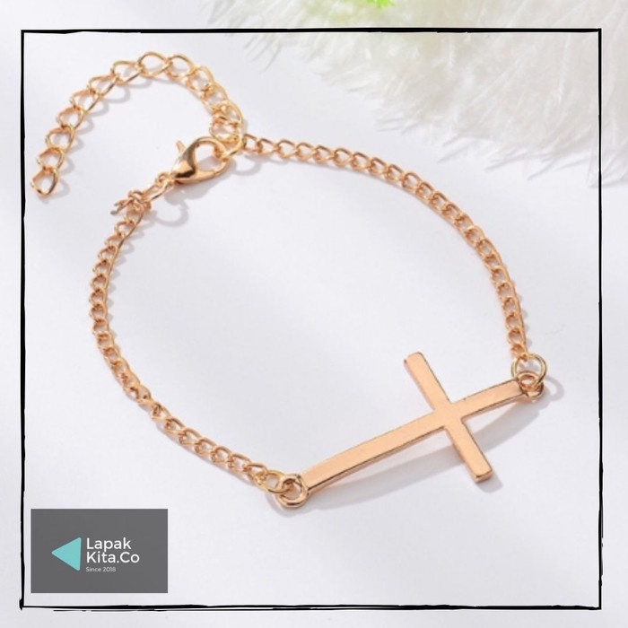 Gelang Salib Titanium Pria Wanita / Gelang Pria Titanium Model Salib