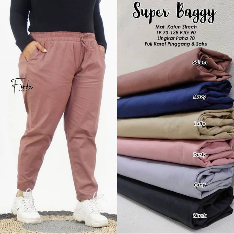 CELANA WANITA SIZE JUMBO KATUN STRETCH Muat 95KG (LP ±85-130)
