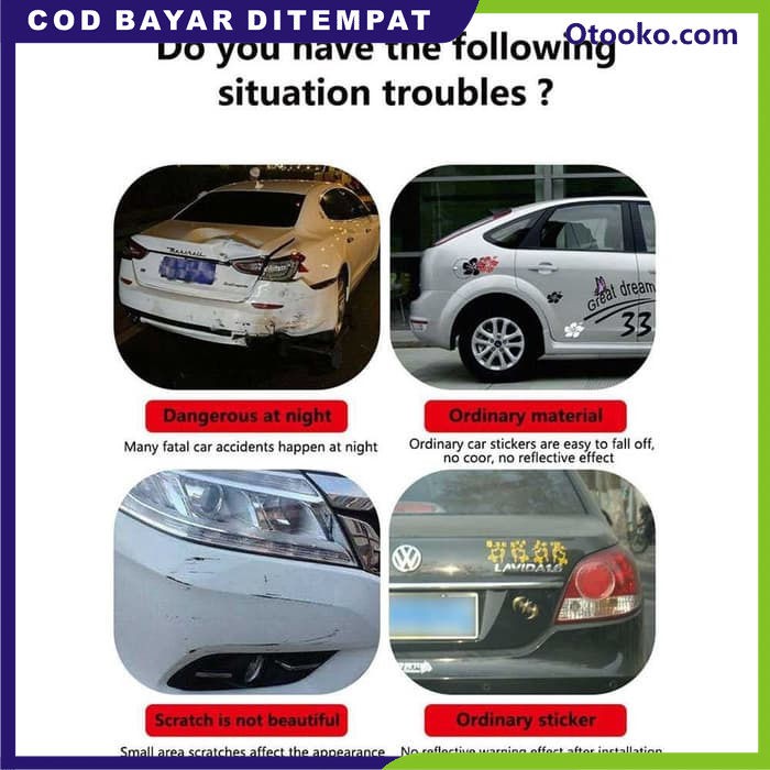 Stiker Bumper Body Belakang Mobil Truck Mata Kucing Reflektor 90cm