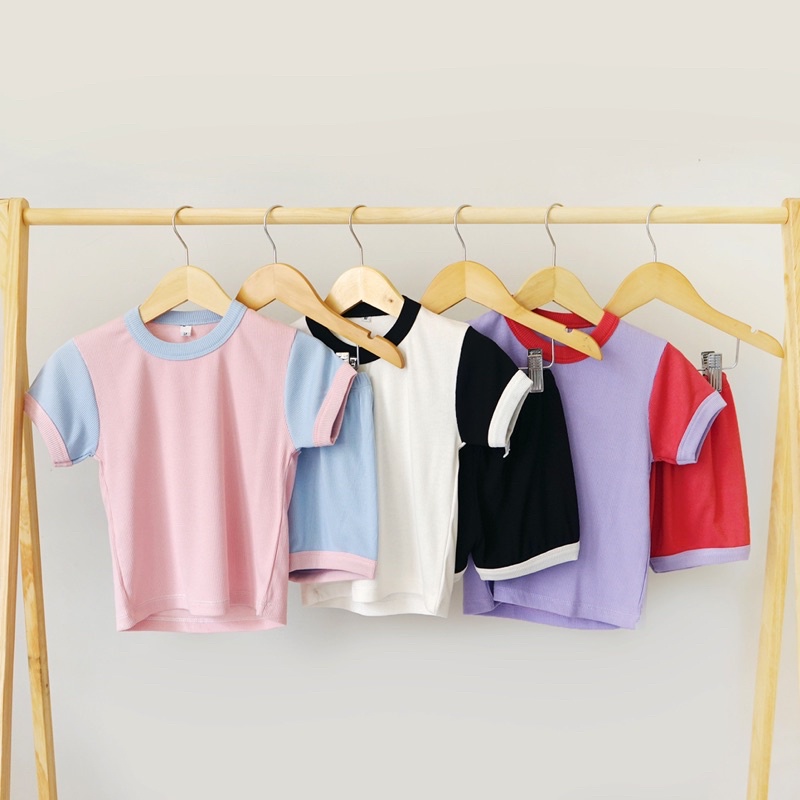 Setelan Anak Bayi Laki Laki Cowok Perempuan Cewek Baju Anak Bayi Kaos Anak Lengan Pendek Dan Celana Pendek Anak Katun Murah ABBEY SET