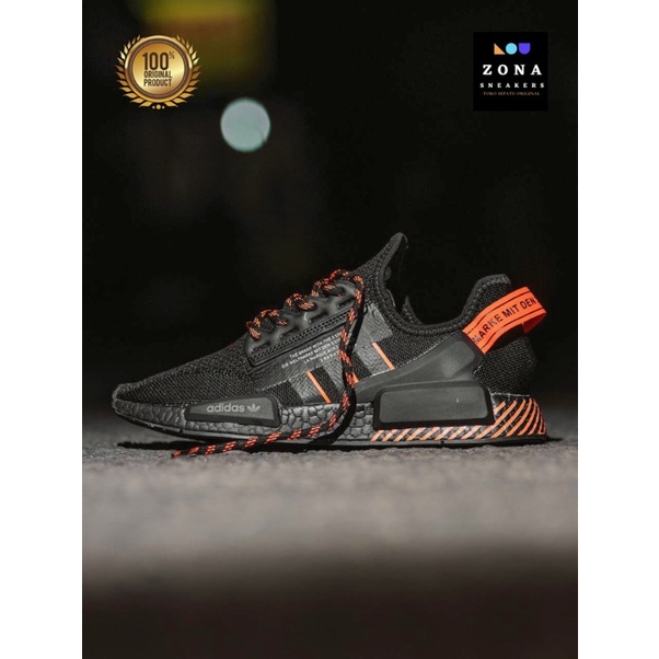 ADIDAS NMD FULL BLACK ORANGE || SEPATU ADIDAS 100% ORIGINAL