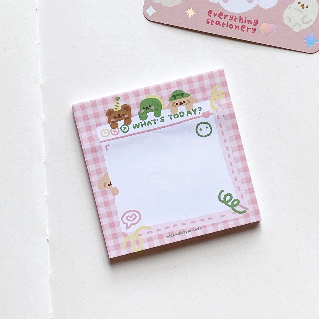 

pink checks sticky notes
