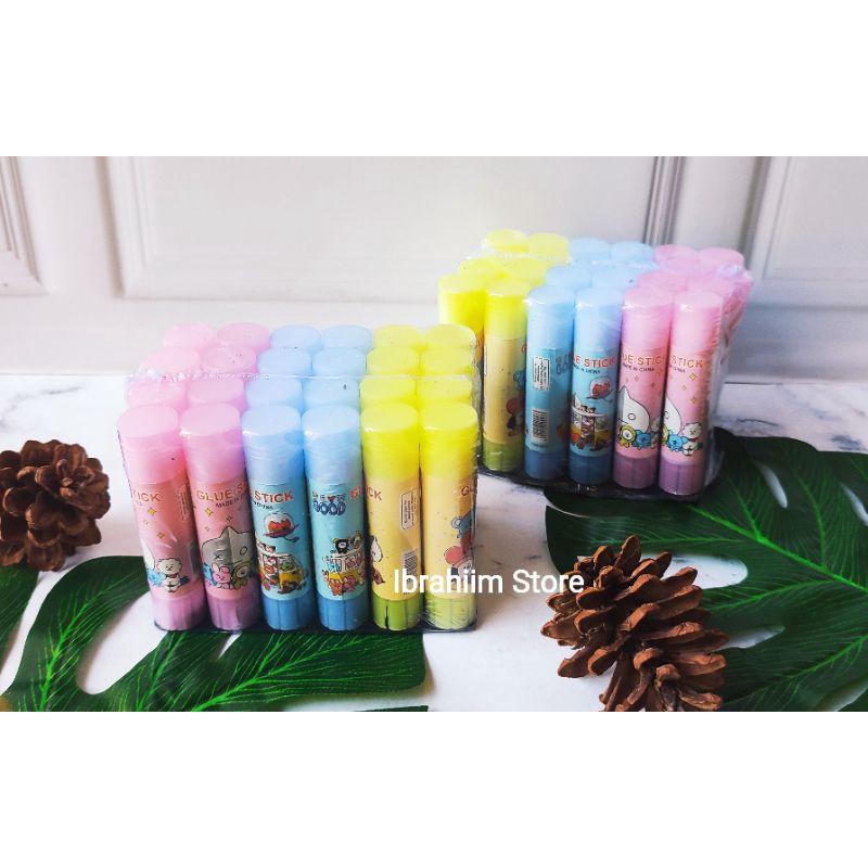 (ISI 24 PCS) LEM STIK KARAKTER BTS LEM BTS MURAH LEM KERTAS LEM STICK MURAH LEM KERTAS KECIL 10g GLUE STICK / GLUE STICK FANCY LEM KERTAS STICK