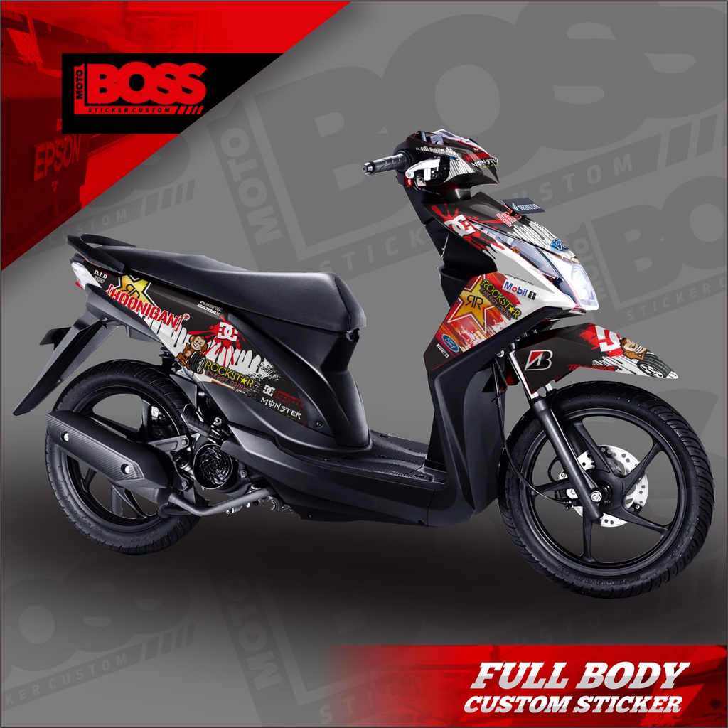 Decal Sticker Honda Beat Fi 2013 2014 2015 Full Body Sticker Decal Beat Fi 2013 2014 2015 Motif Rock