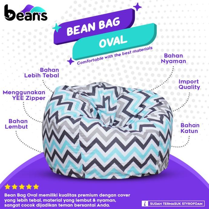 Bean Bag Oval Motif - Termasuk Isi - Bean Bag Motif - Beanbag - 07