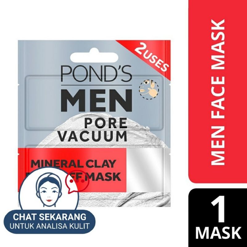 Ponds Men Pore Vacuum Peel Of Mask 12ml - Masker Wajah Pria 2x Pakai
