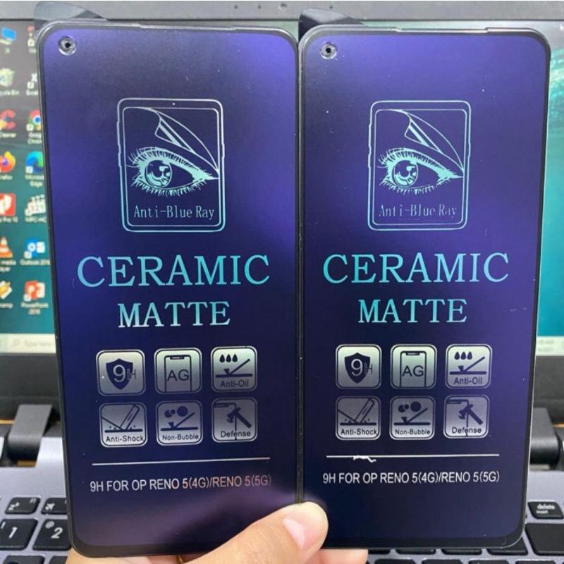 TEMPERED GLASS SAMSUNG A5(2018)/A6(2018)/A6+(2018)/A7(2018)/A8(2018)/A8+(2018) CERAMIC MATTE BLUE